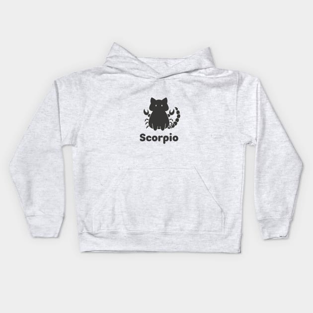 Scorpio Cat Zodiac Sign with Text (Black and White) Kids Hoodie by artdorable